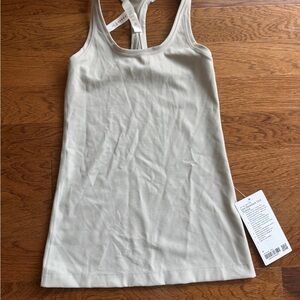 Lululemon Athletica Cream Ribbed Fitted Tank Top